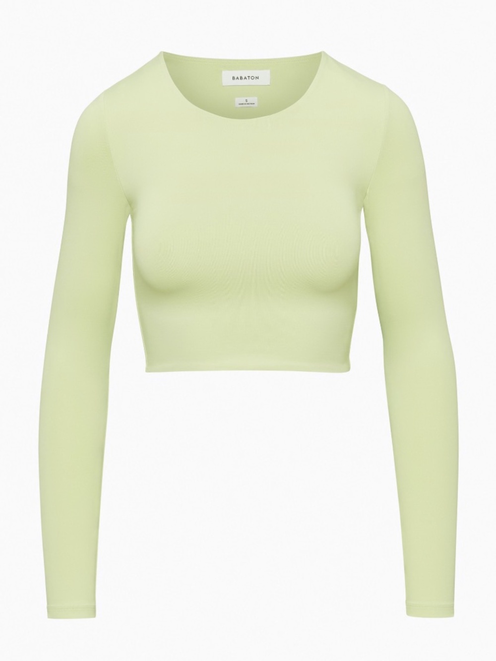 Babaton Contour Crew Cropped Longsleeve in Palm Green